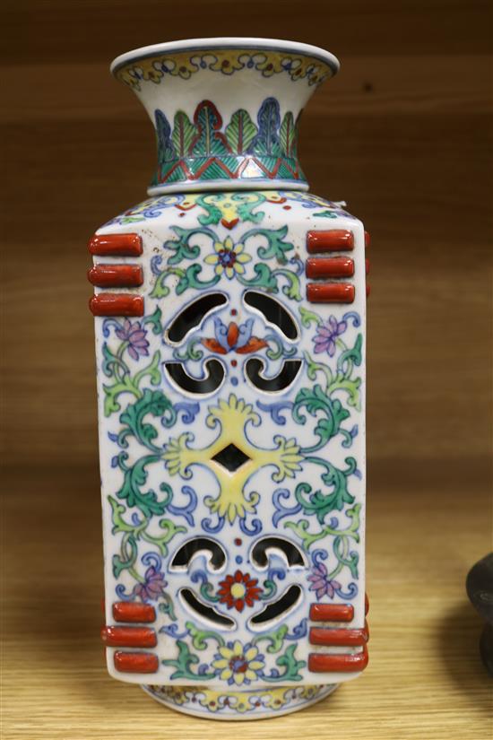 A Chinese doucai double walled vase